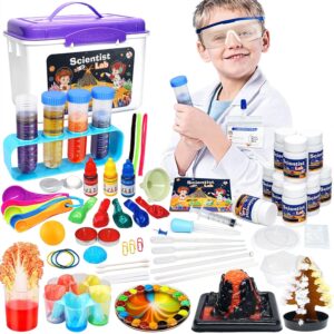 Educational Science Kit for Kids - 56 Science Lab Experiments with Lab Coat Scientist Costume