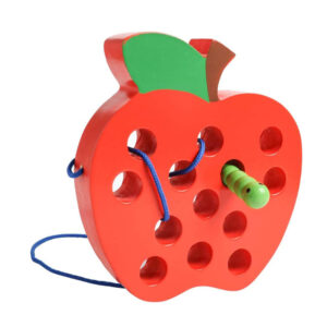 JCREN Wooden Lacing Apple Threading Toys Wood Lace Puzzle