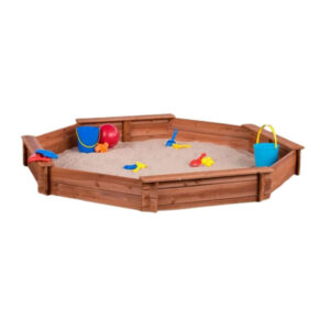 Octagon Wooden Cedar Sand box w Seat Boards
